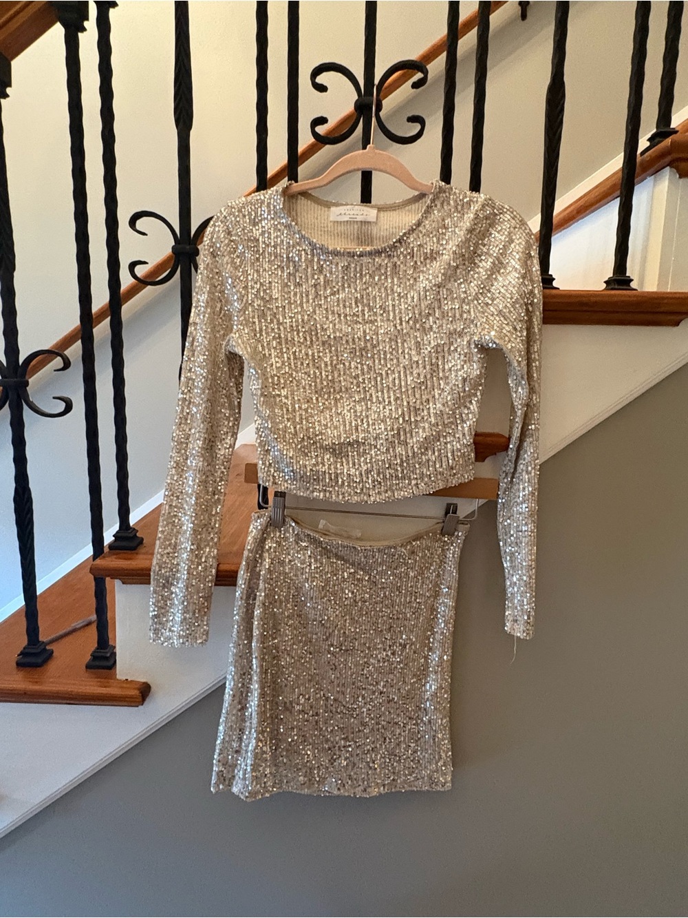 Sequin Two-Piece women’s Dress Set in Silver
